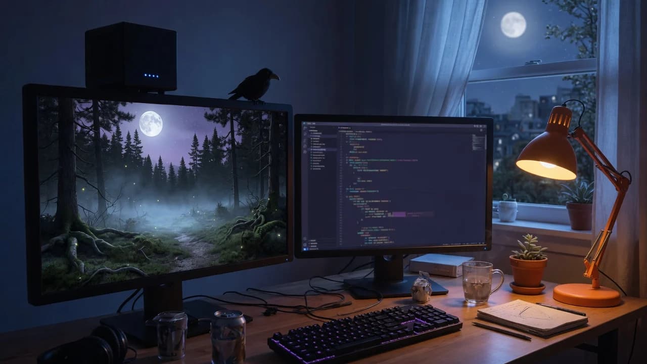 Local AI agent coding a lunar trail game on a compact desktop supercomputer