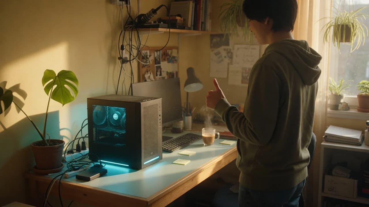A 27 billion parameter open-weight model running on a compact local AI workstation