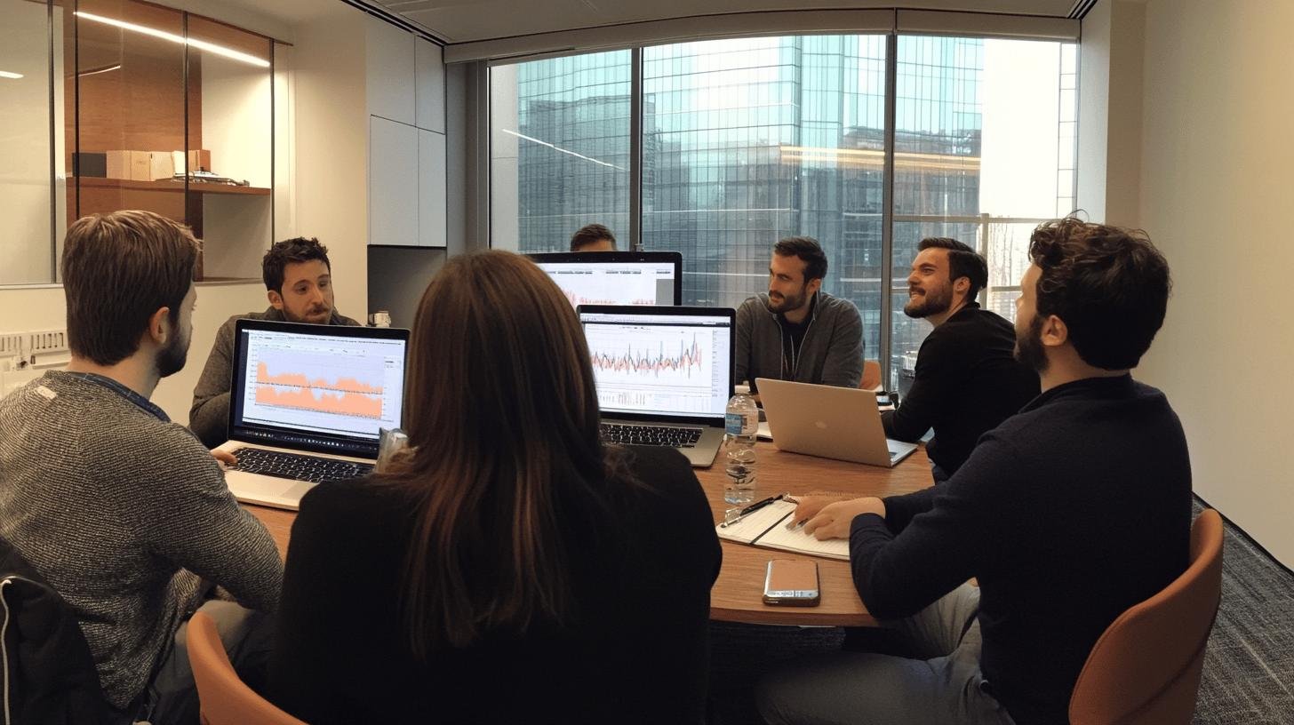 A team in the office discussing Data Analytics in Business