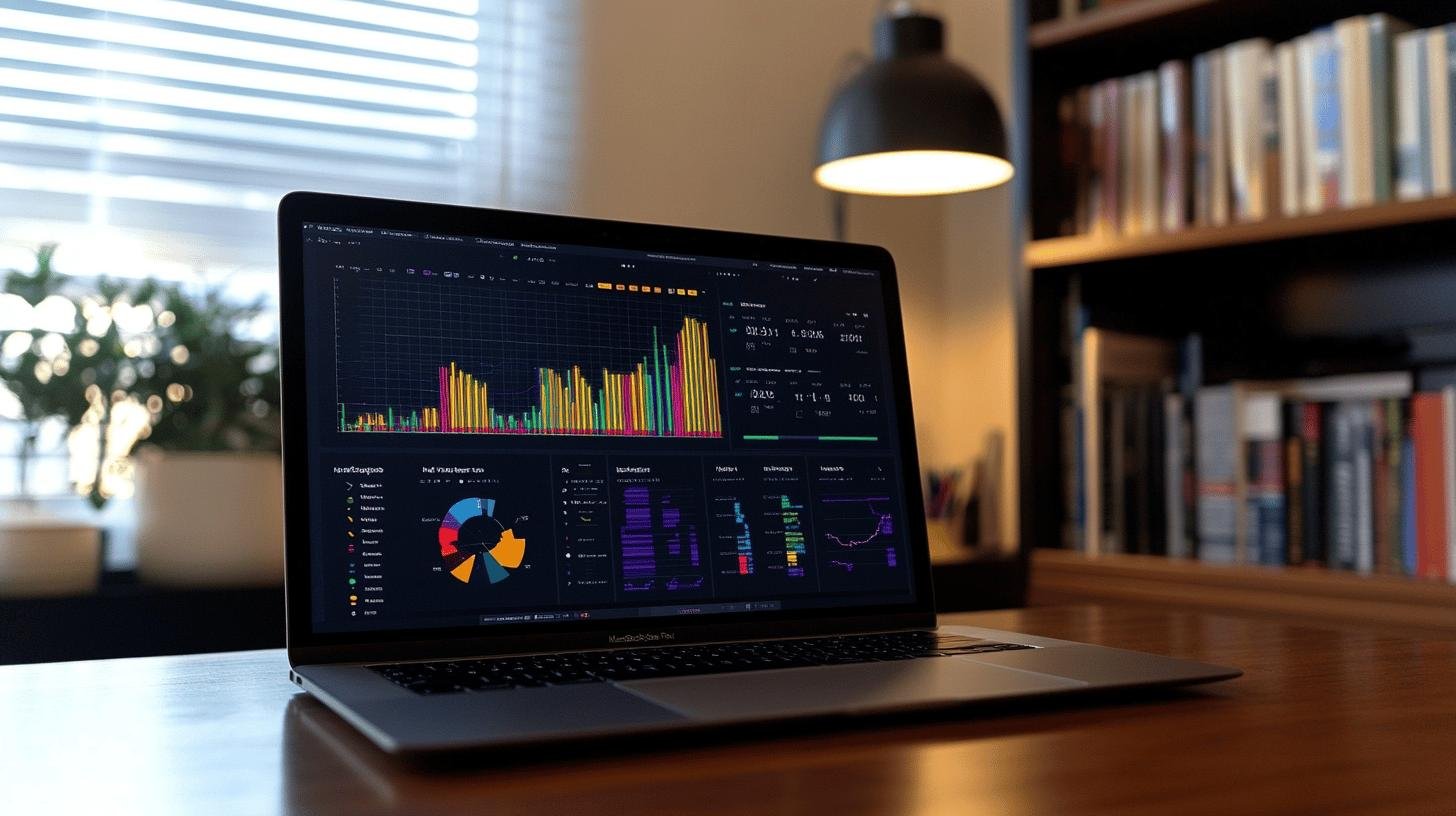 A laptop displaying a screen featuring information on key AI analytics tools and platforms.