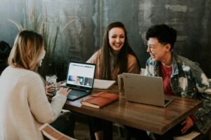 People working at a table